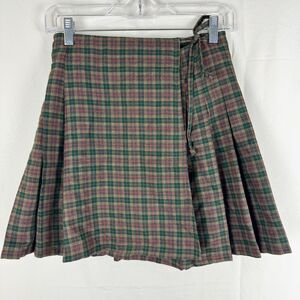 Vintage Express Wrap Skirt Plaid Kilt Pleated Size S Grunge Academia Y2K